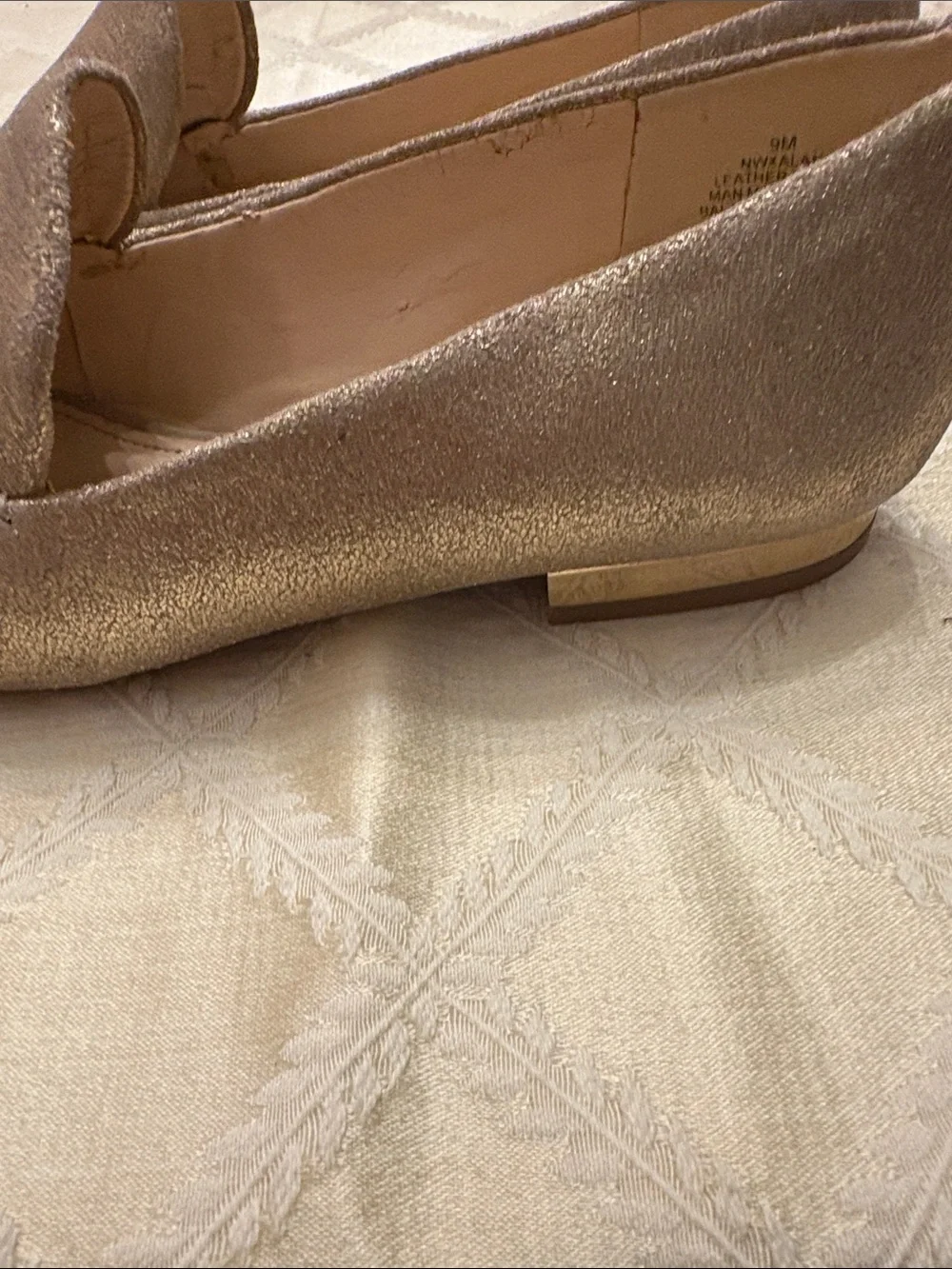 Ladies Nine West Sparkle Taupe Slip-On Loafers